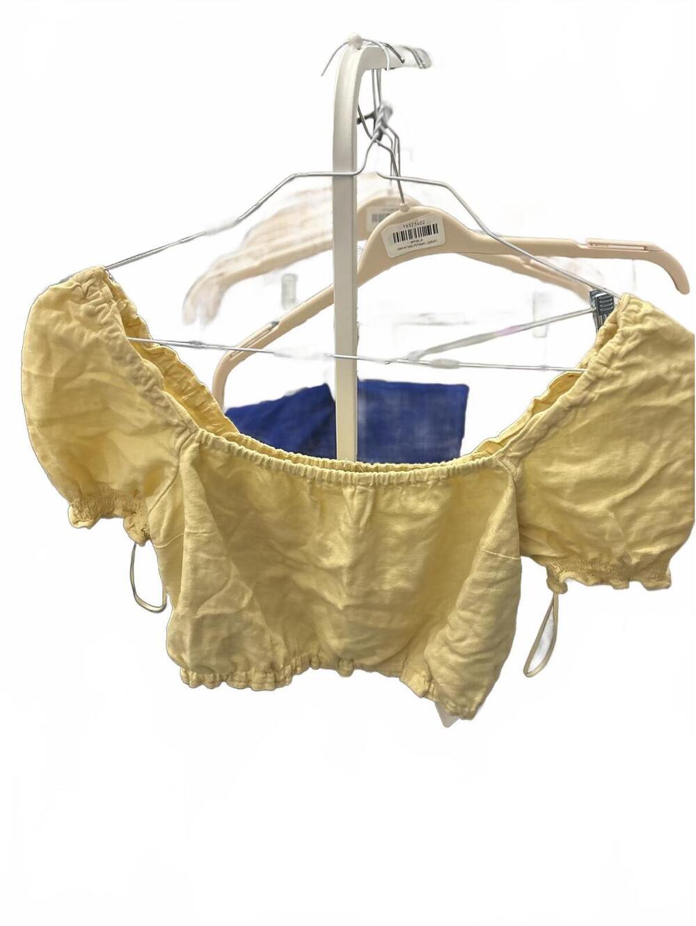 Abercrombie & Fitch Yellow Puff Sleeve Crop Top